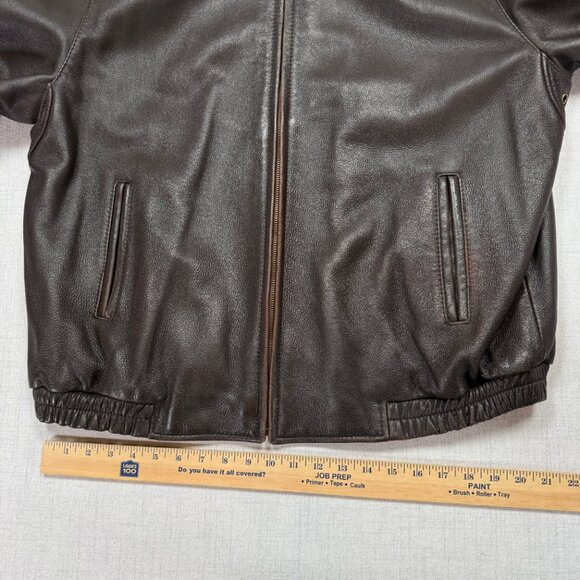 Vintage Columbia Leather Bomber Jacket Brown Zip Front Pockets Lined Size XL - Picture 15 of 16